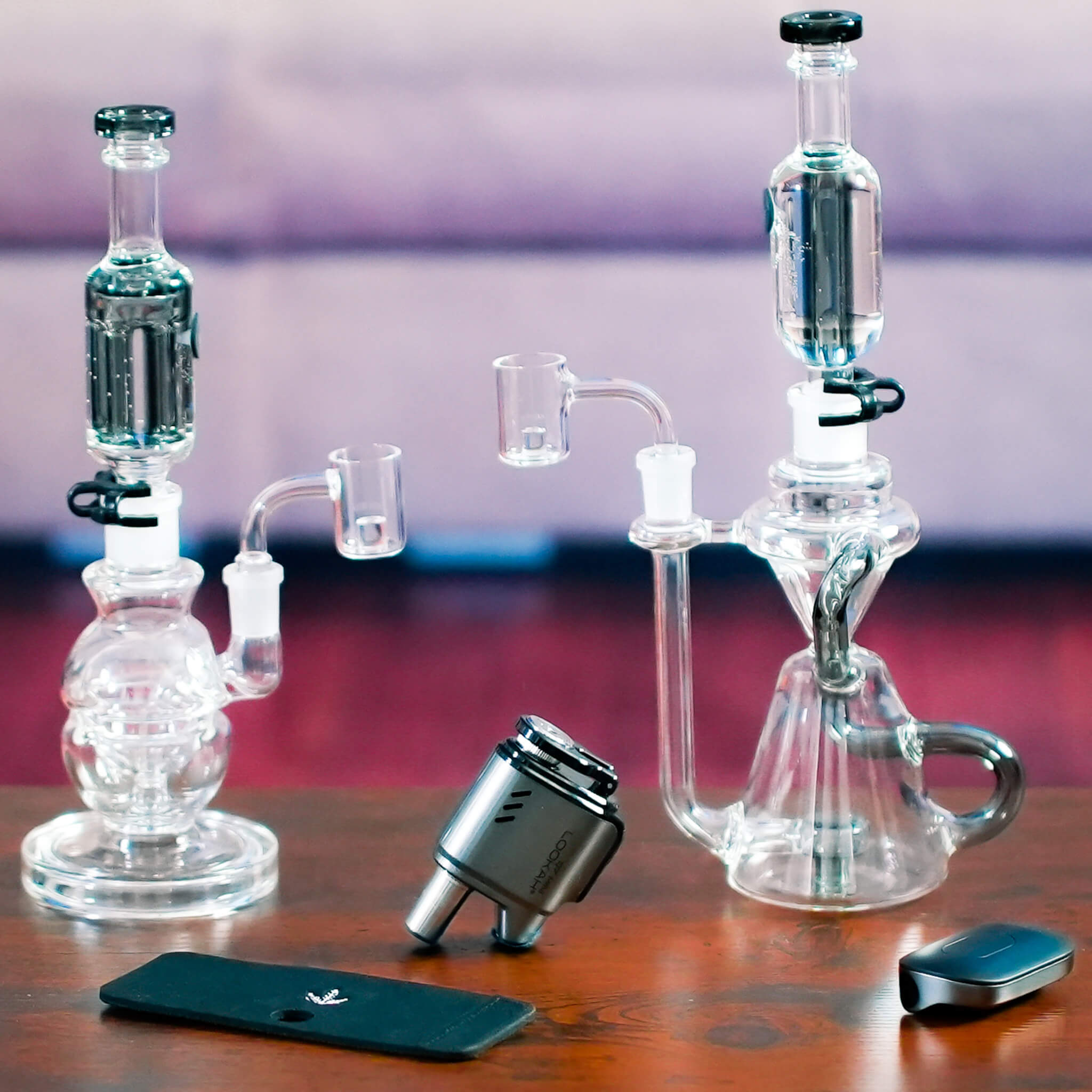 mini dab rig next to waterfall dab rig